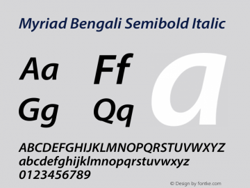 Myriad Bengali Semibold Italic Version 1.062;PS 1.58;hotconv 16.6.54;makeotf.lib2.5.65590图片样张