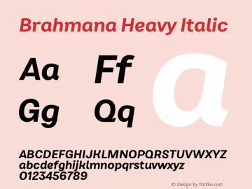 Brahmana-HeavyItalic Version 1.000;hotconv 1.0.109;makeotfexe 2.5.65596图片样张