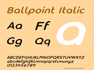 Ballpoint Italic Version 1.015;Fontself Maker 3.5.7图片样张