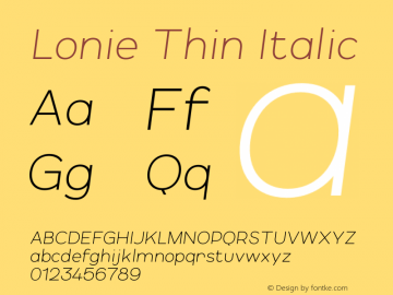 Lonie Thin Italic Version 1.000图片样张