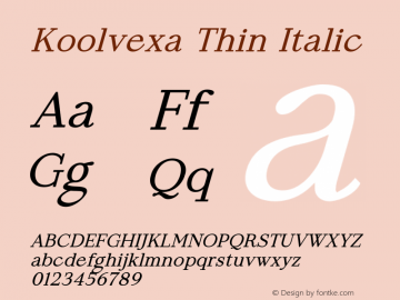 Koolvexa Thin Italic Version 1.00图片样张