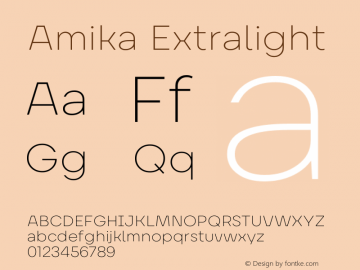 Amika ExtraLight Version 2.000;hotconv 1.0.109;makeotfexe 2.5.65596图片样张