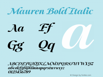 Mauren Bold Italic Version 1.001图片样张