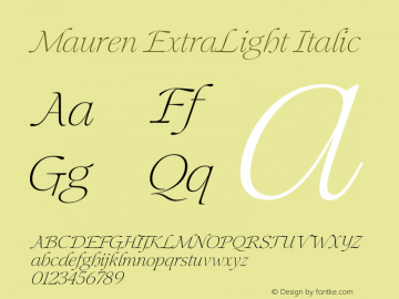 Mauren ExtraLight Italic Version 1.001图片样张