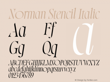 NormanStencil-Italic Version 1.000;hotconv 1.0.109;makeotfexe 2.5.65596图片样张