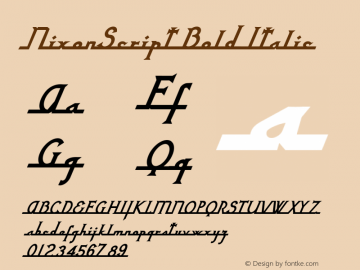 NixonScript Bold Italic Version 001.000 Font Sample
