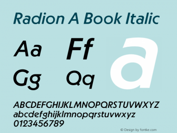 RadionA-BookItalic Version 1.000;hotconv 1.0.109;makeotfexe 2.5.65596图片样张