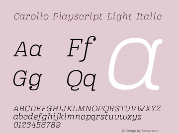 Carollo Playscript Light Italic Version 1.000图片样张