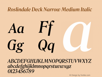 Roslindale Deck Narrow Medium Italic Version 1.0图片样张