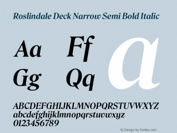 Roslindale Deck Narrow Semi Bold Italic Version 1.0图片样张