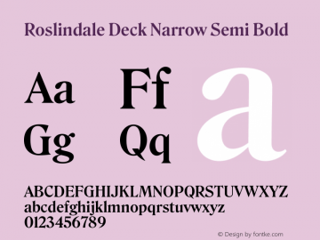Roslindale Deck Narrow Semi Bold Version 1.0图片样张