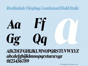 Roslindale Display Condensed Bold Italic Version 1.0图片样张
