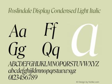 Roslindale Display Condensed Light Italic Version 1.0图片样张