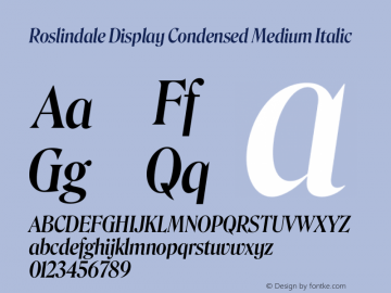 Roslindale Display Condensed Medium Italic Version 1.0图片样张