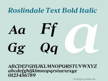 Roslindale Text Bold Italic Version 1.0图片样张