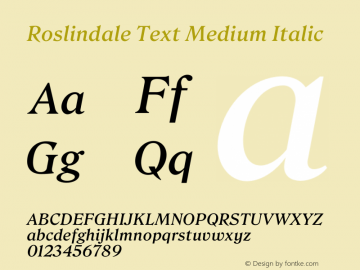Roslindale Text Medium Italic Version 1.0图片样张