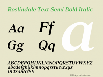 Roslindale Text Semi Bold Italic Version 1.0图片样张