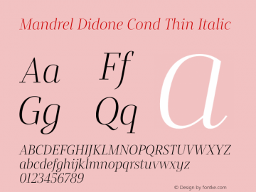 Mandrel Didone Cond Thin Italic Version 1.002图片样张