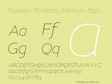 Nubian-ThinItalic Medium Italic Version 001.000图片样张