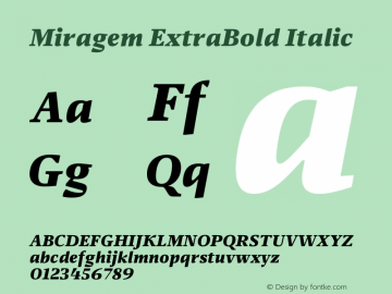 Miragem ExtraBold Italic Version 1.000;hotconv 1.0.109;makeotfexe 2.5.65596图片样张