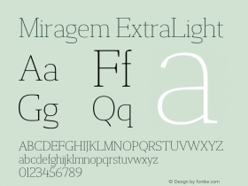 Miragem ExtraLight Version 1.000;hotconv 1.0.109;makeotfexe 2.5.65596图片样张