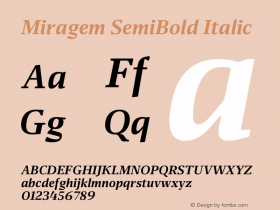 Miragem SemiBold Italic Version 1.000;hotconv 1.0.109;makeotfexe 2.5.65596图片样张