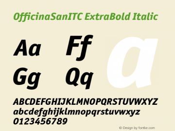 OfficinaSanITC ExtraBold Italic Version 001.000 Font Sample