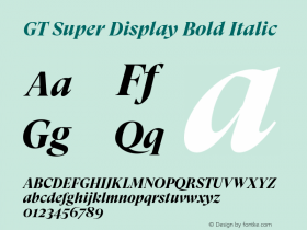 GT Super Display Bold Italic Version 2.000;hotconv 1.0.109;makeotfexe 2.5.65596图片样张