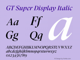 GT Super Display Regular Italic Version 2.000;hotconv 1.0.109;makeotfexe 2.5.65596图片样张