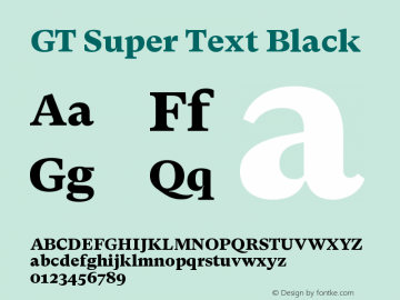 GT Super Text Black Version 2.000;hotconv 1.0.109;makeotfexe 2.5.65596图片样张