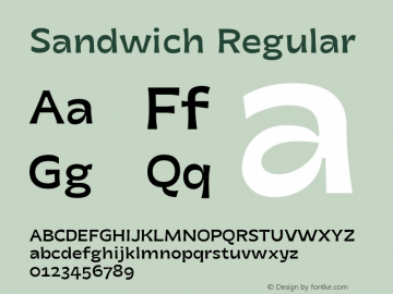 Sandwich Regular Version 0.000;PS 0.0;hotconv 1.0.88;makeotf.lib2.5.647800图片样张