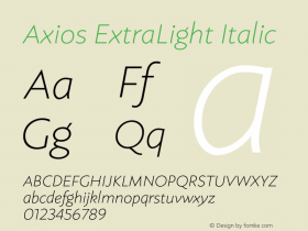 Axios ExtraLight Italic Version 1.001图片样张