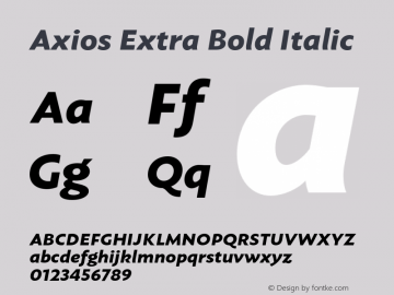 Axios Extra Bold Italic Version 1.001;PS 001.001;hotconv 1.0.88;makeotf.lib2.5.64775图片样张