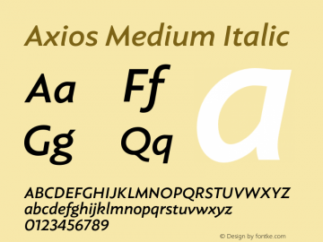 Axios Medium Italic Version 1.001;PS 001.001;hotconv 1.0.88;makeotf.lib2.5.64775图片样张