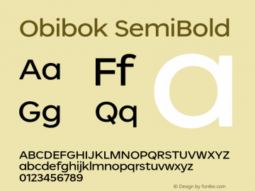 Obibok SemiBold Version 2.000;hotconv 1.0.109;makeotfexe 2.5.65596图片样张