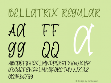 Bellatrix Version 1.00;September 30, 2021;FontCreator 12.0.0.2567 64-bit图片样张
