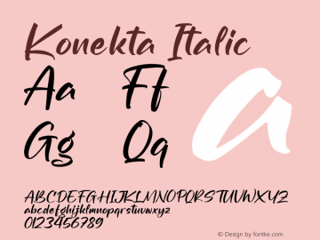 Konekta Italic Version 1.00;October 10, 2021;FontCreator 13.0.0.2683 64-bit图片样张