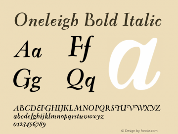 Oneleigh Bold Italic Version 001.000图片样张