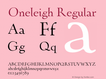 Oneleigh Regular Macromedia Fontographer 4.1 12/28/2003图片样张