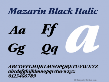 Mazarin Black Italic Version 1.002图片样张