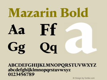 Mazarin Bold Version 1.002图片样张