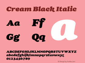Cream Black Italic Version 1.000;hotconv 1.0.109;makeotfexe 2.5.65596图片样张
