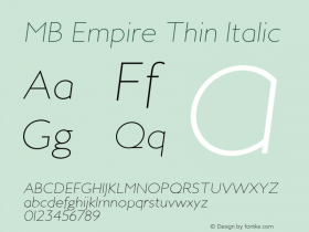 MBEmpire-ThinItalic Version 1.000图片样张