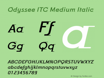 Odyssee ITC Medium Italic Version 001.001 Font Sample