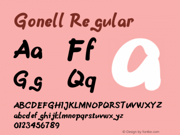 Gonell Version 1.00;November 30, 2021;FontCreator 12.0.0.2547 64-bit图片样张