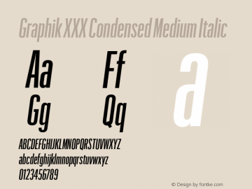 GraphikXXXCondensed-MediumIt Version 1.1 2017 | wf-rip DC20170725图片样张