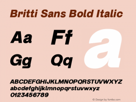 Britti Sans Bold Italic Version 1.000 | web-ttf图片样张