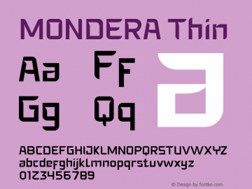 MONDERA Thin Version 1.001;Fontself Maker 3.5.7图片样张