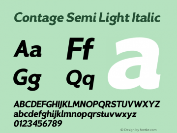 Contage-SemiLightItalic Version 1.000图片样张