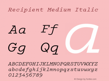 Recipient Medium Italic Version 1.000 | web-ttf图片样张